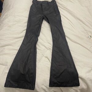 Black Flared Faux Leather Pants